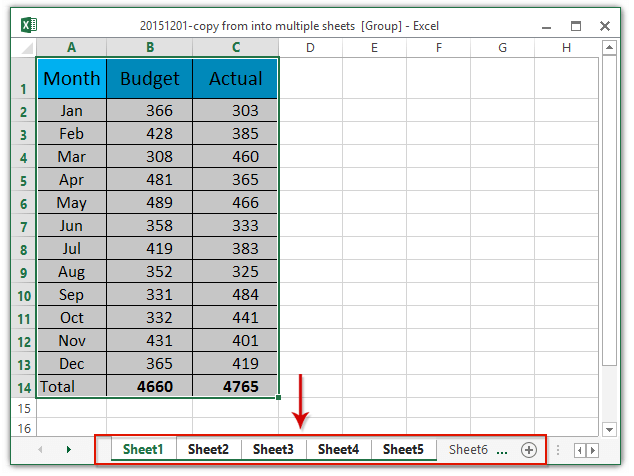 Excel : Copy nội dung của một Sheet sang nhiều Sheet cùng một lúc 
