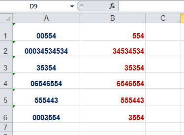 Excel : Xóa những số 0 ở đầu ô