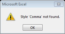 Excel sửa lỗi “Style ‘Comma’ not found” khi phân cách ba chữ số bằng dấu phảy ( hoặc dấu chấm)