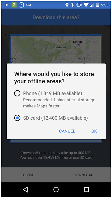 Google Maps có tính năng “WiFi Only” và bản đồ Offline trên thẻ nhớ SD