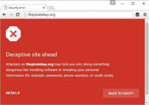 Chrome và FireFox chặn Pirate Bay với cảnh báo “Safe Browsing” 