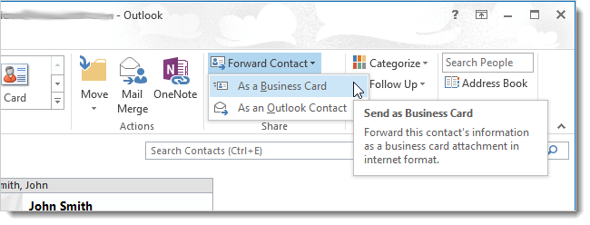 Outlook 2013 : Kết xuất nhiều danh bạ thanh nhiều vCard 