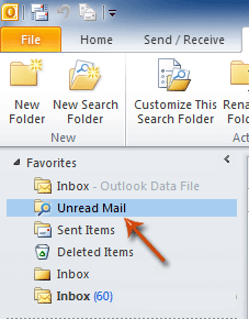 Outlook : Tạo thư mục Unread để dễ dàng tìm thấy những bức thư chưa xem