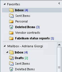 Bật / Tắt mục Favorites trong Microsoft Outlook