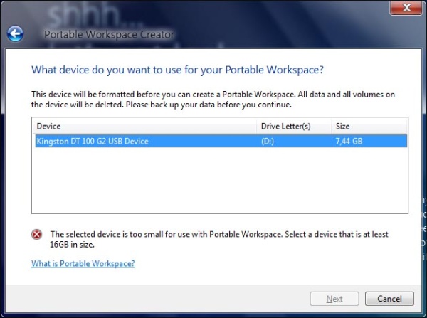 Portable Workspace của Windows 8 : chạy Windows trên thiết bị USB
