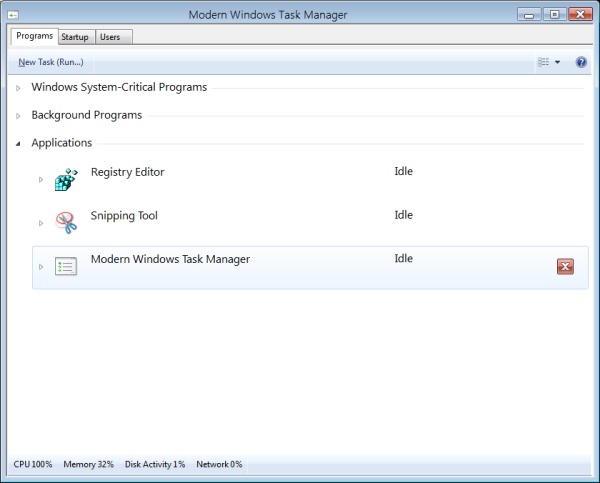 Màn hình Windows 8 Task Manager