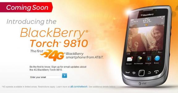 AT&T sẽ bán BlackBerry Torch 9810