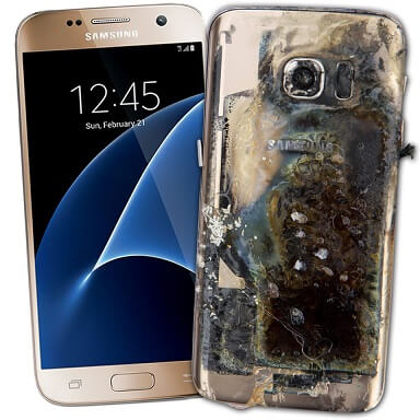 Samsung Galaxy S7 bắt lửa trong quán café