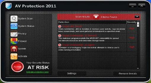 Phần mềm chống Virus giả mạo AV Protection 2011