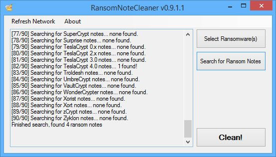 RansomNoteCleaner xóa những thông tin rác của Ransomware