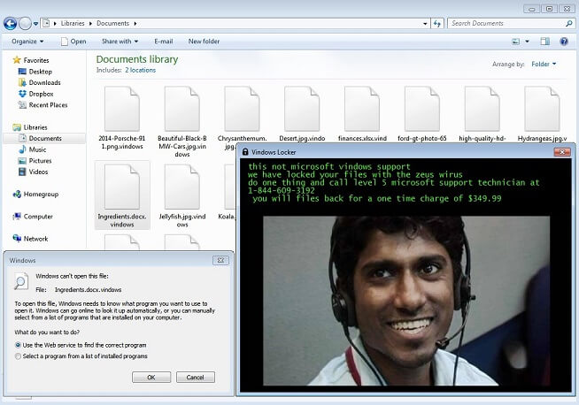 Ransomware “Vindows” dùng kỹ sư hỗ trợ Microsoft  giả mạo để đánh cắp tiền 