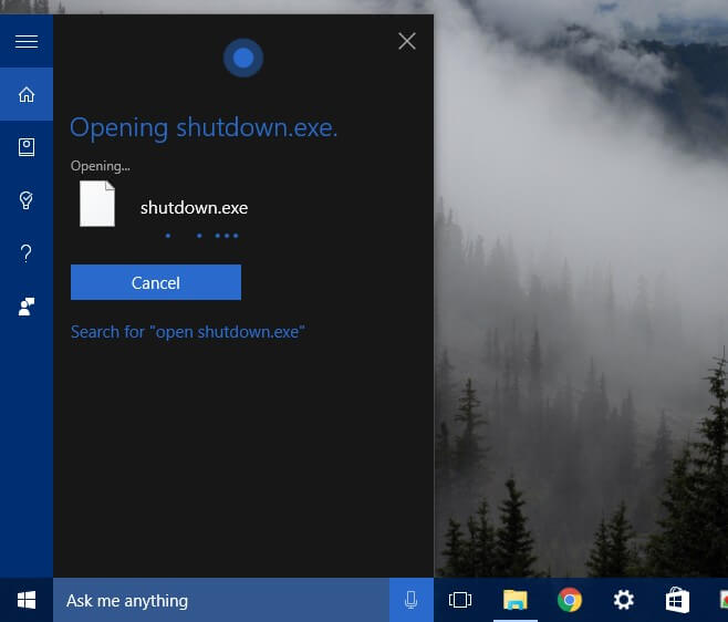 Windows 10 : Dùng Cortana để tắt máy tính 