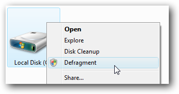 Thêm tính năng Defragment trong menu khi bấm chuột phải vào ổ cứng